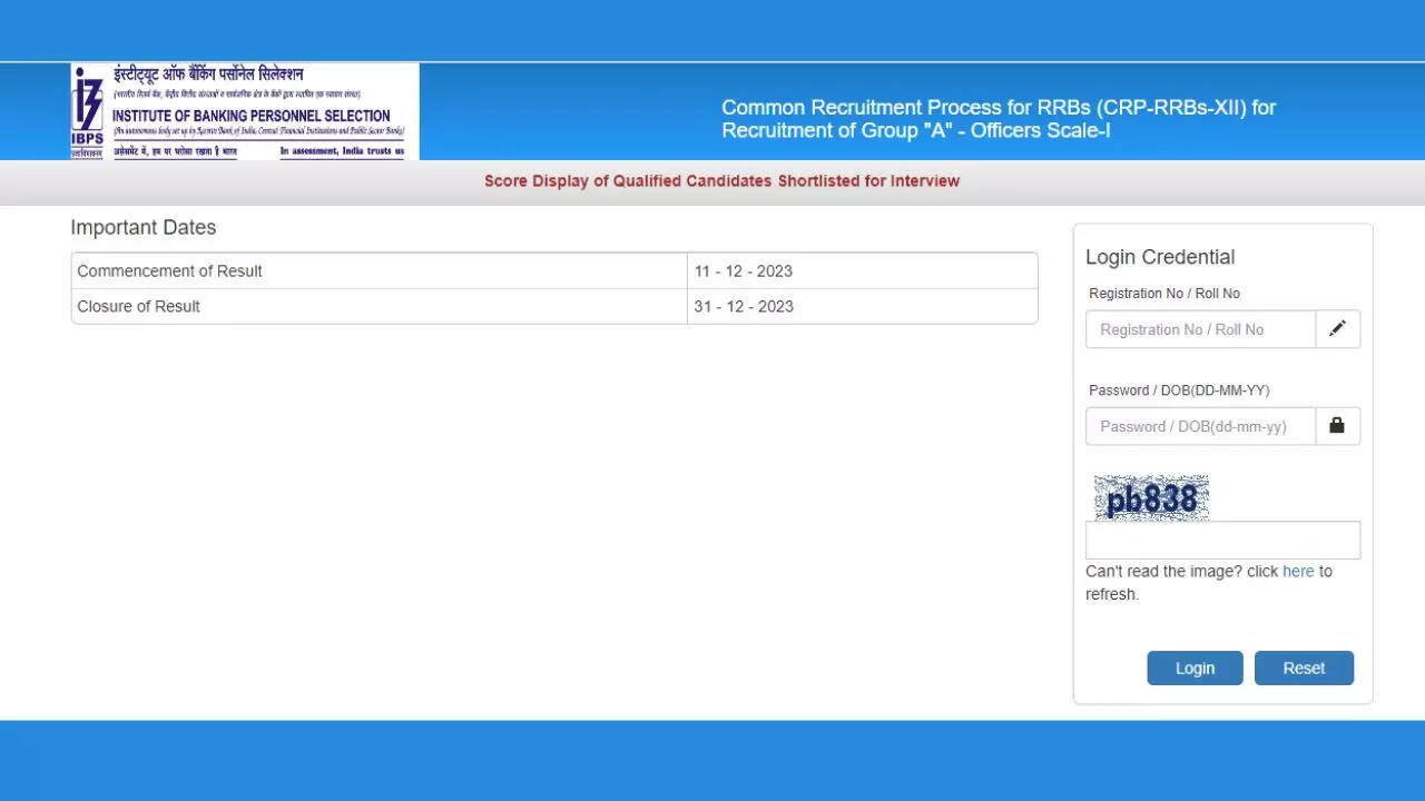 IBPS RRB PO Score Card 2023