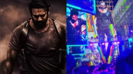 Salaar देखने पहुंचे Prabhas के फैंस ने थिएटर में ही जलाए पटाखे, थिएटर के अंदर का वीडियो वायरल