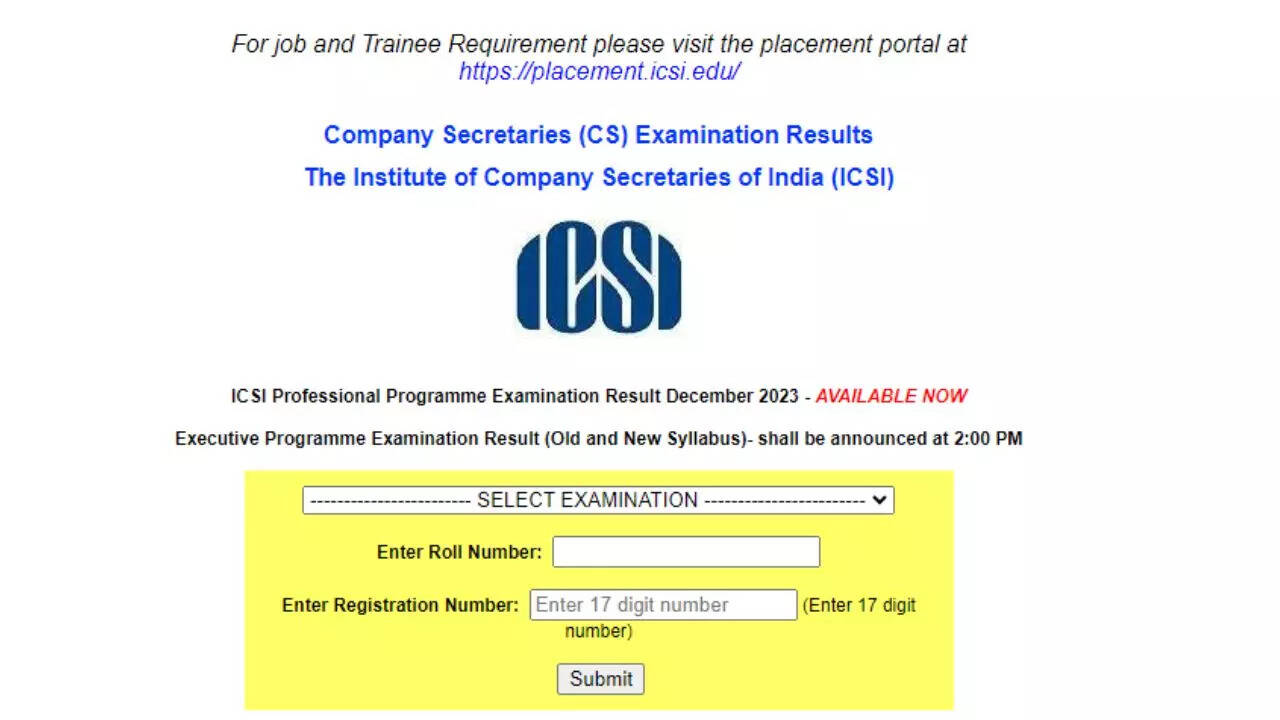 ICSI CS Professional Result Dec 2023 Declared