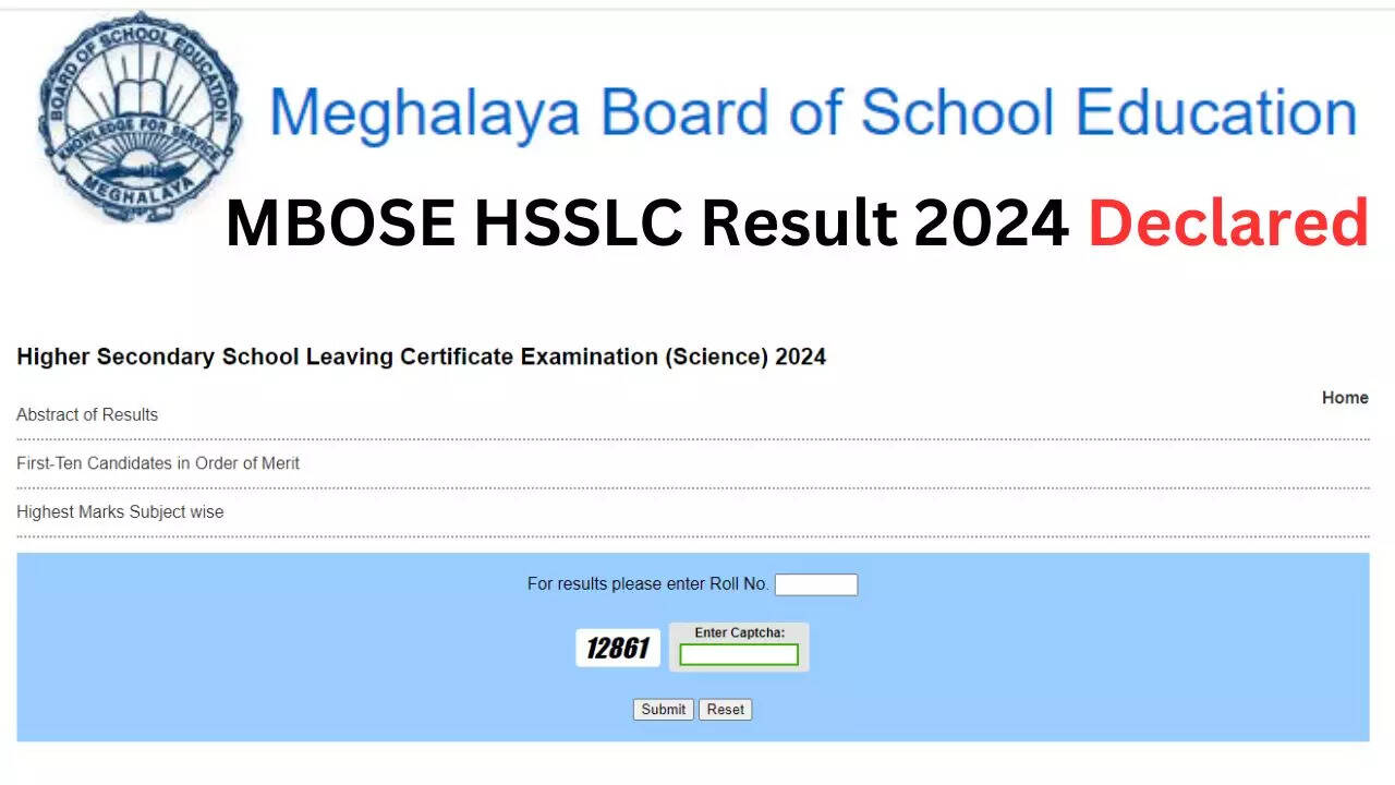 MBOSE HSSLC Result 2024 Declared