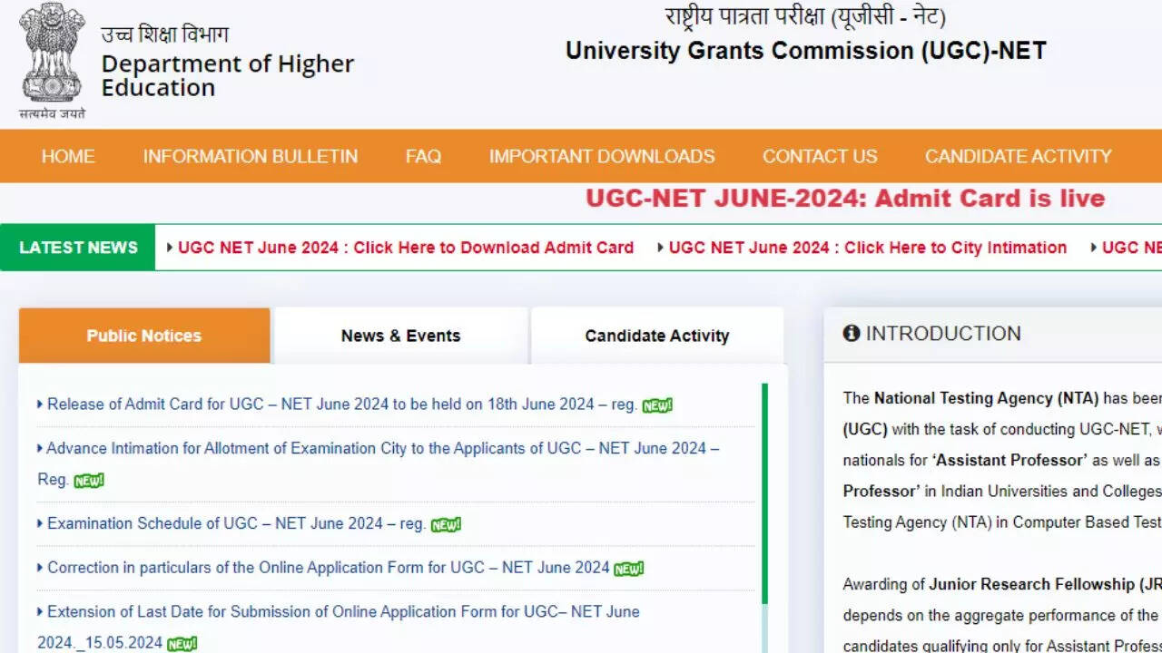 UGC NET Admit Card 2024 June, UGC NET Admit Card 2024 June Download