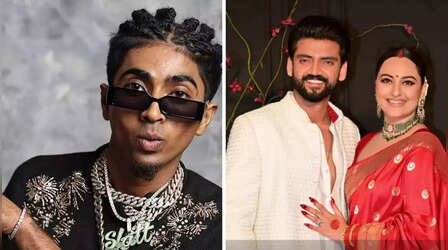 Sonakshi Sinha और Zaheer Iqbal की शादी में बाराती बन पहुंचे MC Stan, कपल के साथ धाकड़ अंदाज में दिया पोज