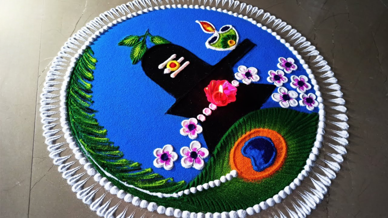 Sawan ke Rangoli design