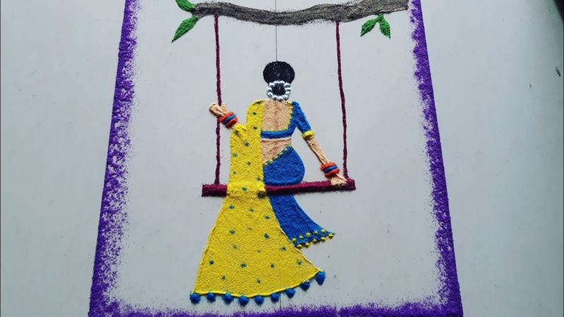 Sawan Teej Rangoli