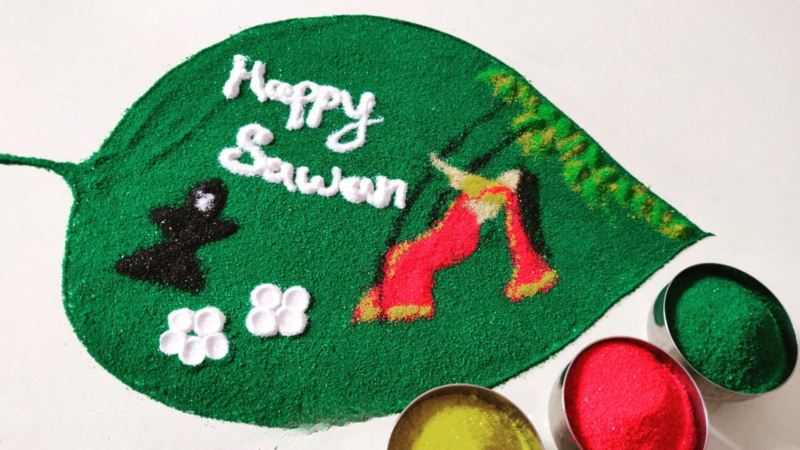 Happy Sawan Rangoli