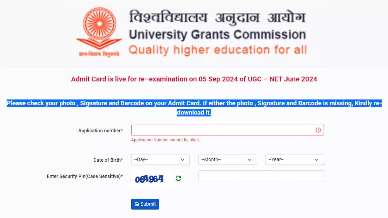 UGC NET Admit Card 2024 for re examination
