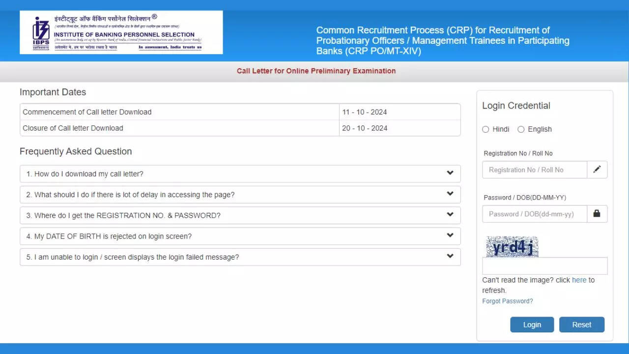 IBPS PO Admit Card 2024