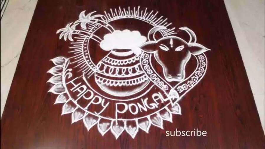 Pongal Festival 2025 Rangoli Design Live पोंगल की सुंदर कोलम रंगोली इमेज