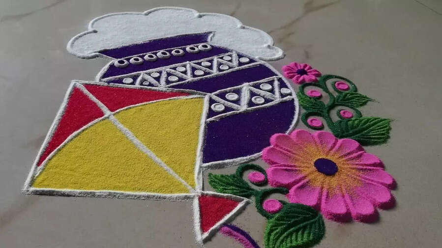Pongal Festival 2025 Rangoli Design Live ईजी पोंगल रंगोली डिजाइन इमेज