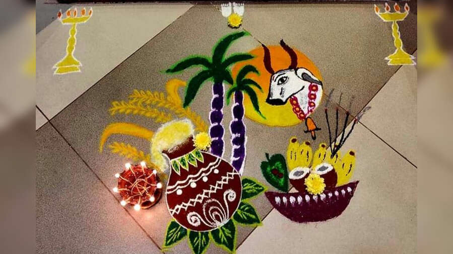 Pongal 2025 Rangoli Muggulu Design Live भोगी पोंगल रंगोली डिजाइन