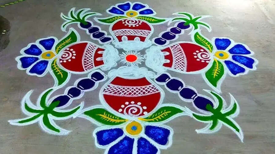 Pongal 2025 Rangoli Muggulu Designs Live पोंगल पॉट रंगोली इमेज