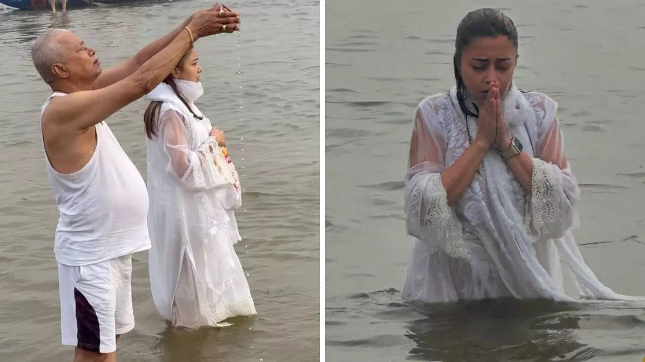 त्रिवेणी संगम में टीना दत्ता ने लगाई डुबकी