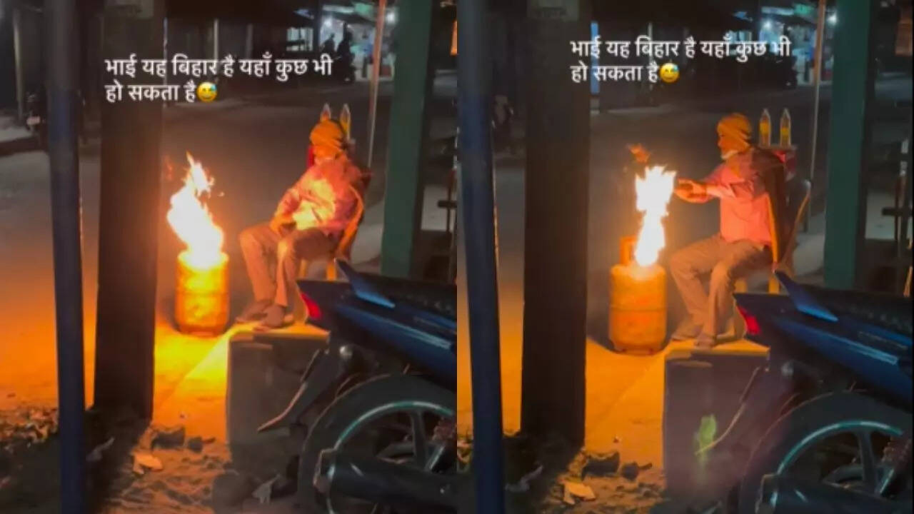 Old Man Warming From Cylinder