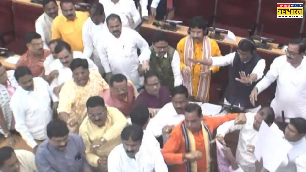 Ruckus in Odisha Assembly Scuffle between BJP-Congress MLAs