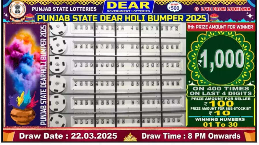 Punjab State Holi Bumper Lottery 2025 Result Live पंजाब स्टेट होली बंपर लॉटरी 2025 में किसे मिला 1 हजार का इनाम