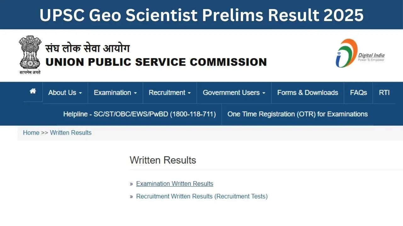 UPSC Geo Scientist Prelims Result 2025 Declared