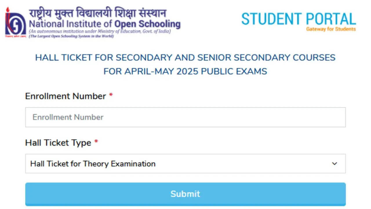 NIOS Hall Ticket 2025 released for april may exam