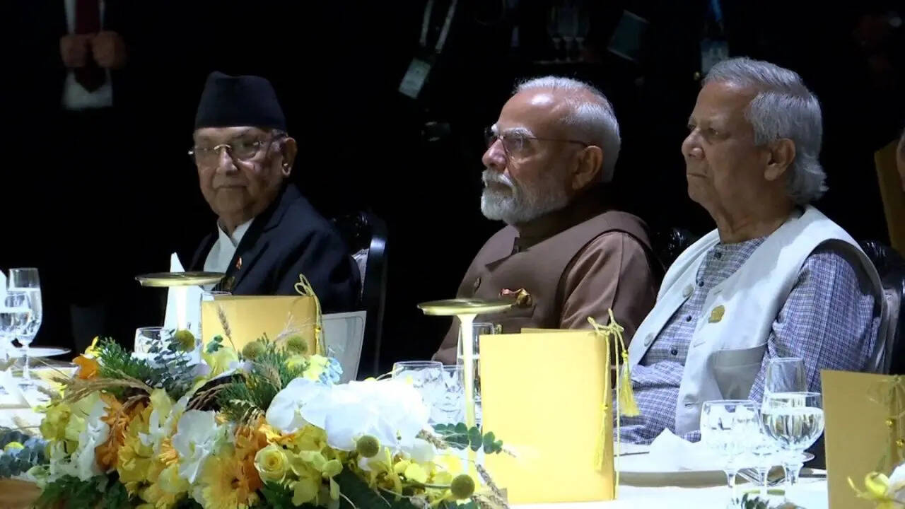 PM Modi Bangladesh Yunus seated together