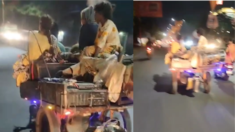 देसी जुगाड़ से बनी गाड़ी।