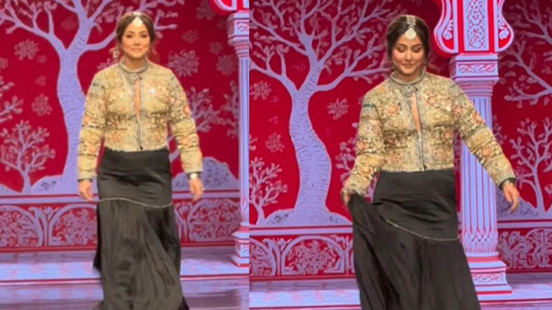 Hina Khan Looses her Balance at Ramp Walk