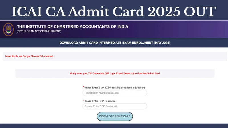 ICAI CA Admit Card 2025 OUT