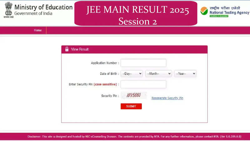 JEE Main Result 2025 Today, jeemain.nta.nic.in