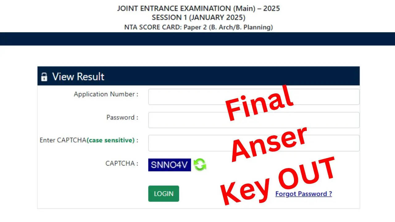 JEE Main Session 2 Exam 2025 Final Answer Key OUT