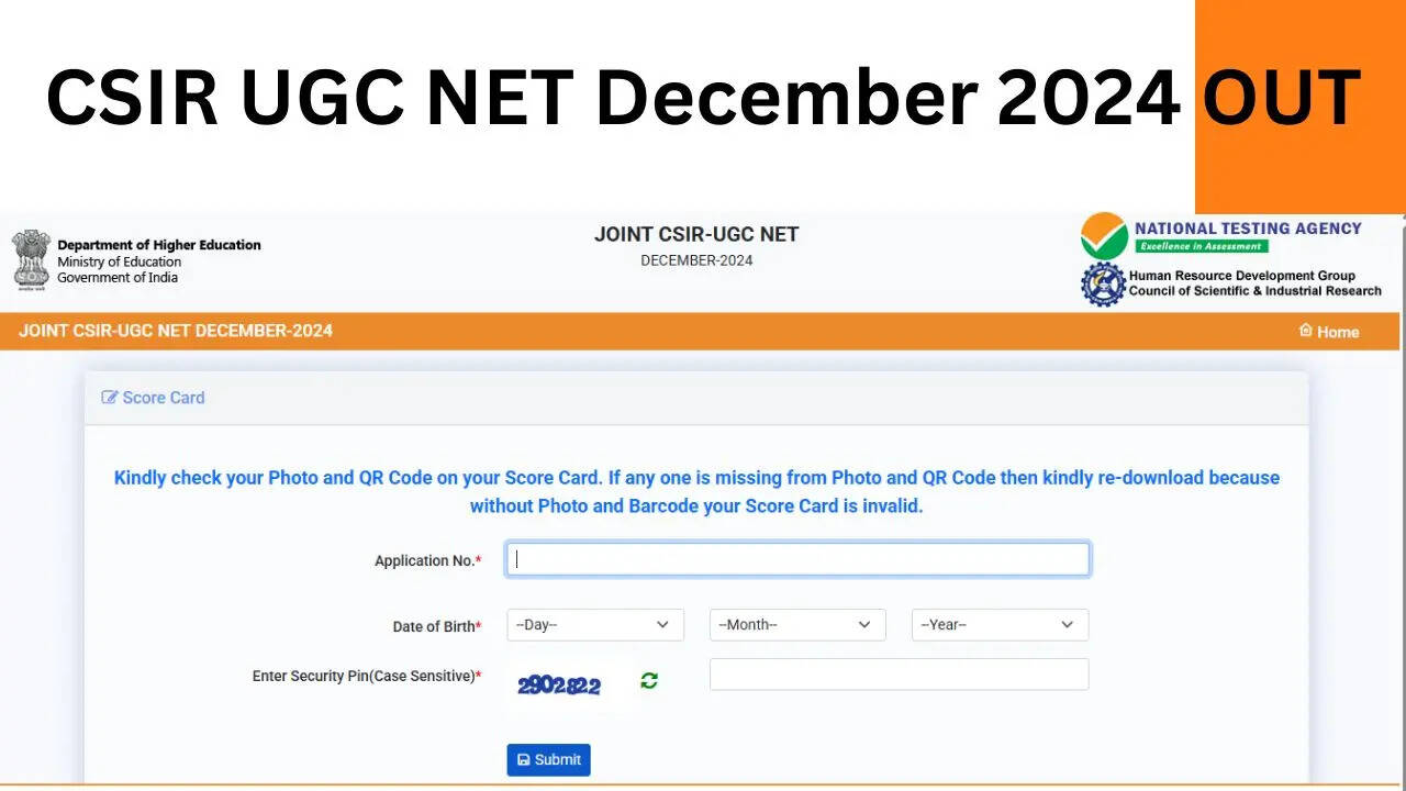 CSIR UGC NET December 2024 OUT