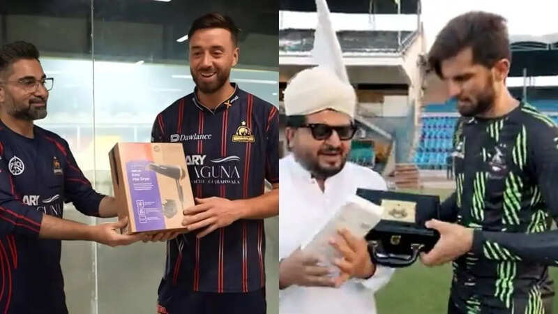 Shaheen Afridi PSL GIft Gold Plated Iphone 16 pro Video Goes Viral People Remind Hair Dryer James Vince