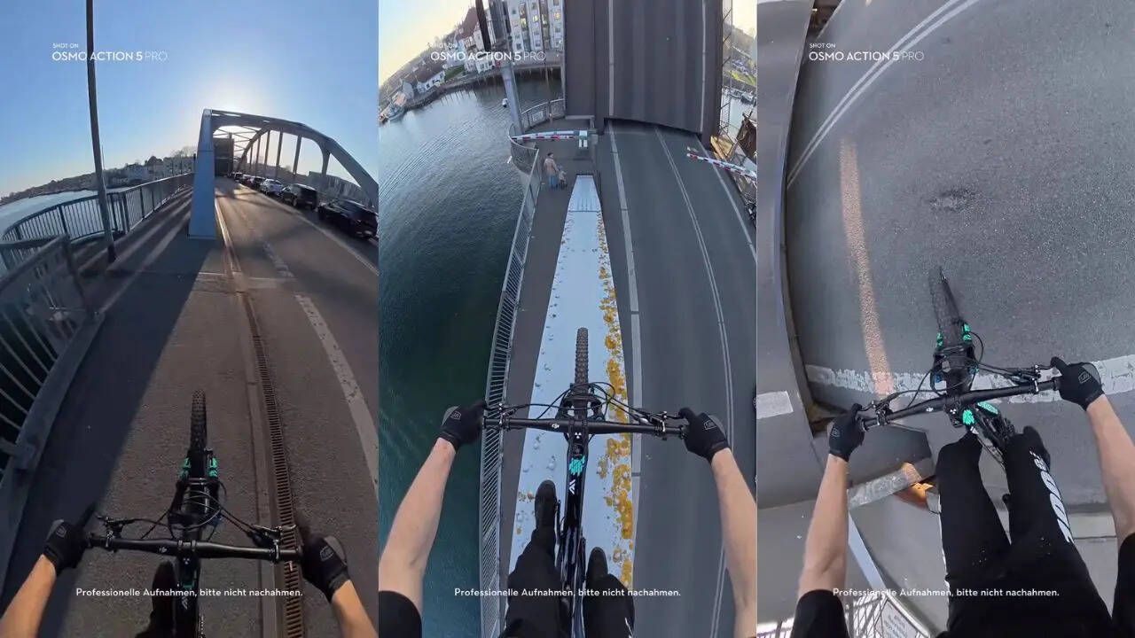 bicycle stunt on bridge