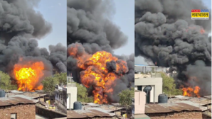 Kanpur के कलक्टरगंज गल्ला मंडी में लगी भीषण आग 2 झुलसे विस्फोट से धुएं में लिपटा इलाका