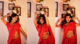 Desi Dance Video लाल साड़ी में देसी भाभी का भौकाली डांस स्वैग देखकर दिल बाग-बाग हो जाएगा