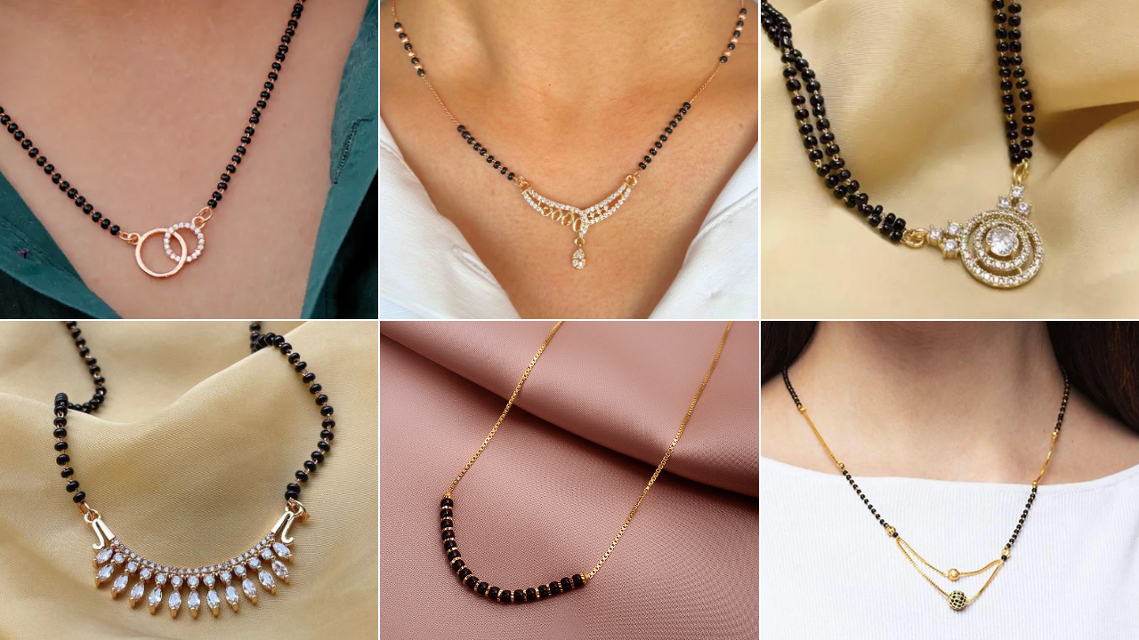 Short simple recent mangalchutra designs for women's photo