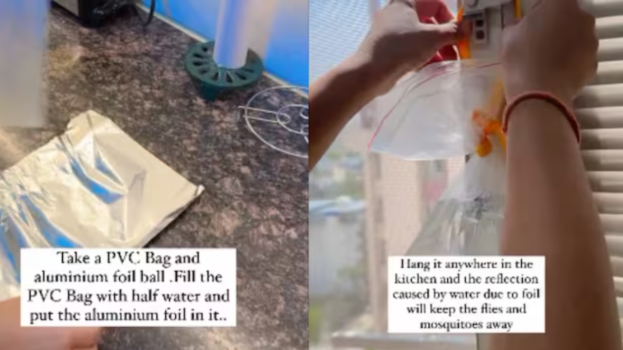 La bolsa está colgando en la ventana.