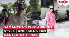 एयरपोर्ट में नजर आईं Samantha Ruth Prabhu ऑल ब्लैक ड्रेस में हैंडसम लगे वरुण धवन