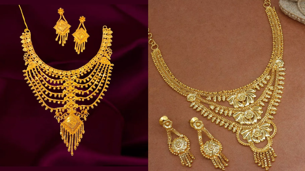 Gold Necklace: सवा तोले से भी कम वजन में बन जाते हैं ऐसे सोने के हार,  दुल्हन के लिए देखें Bridal Gold Necklace Designs | Times Now Navbharat