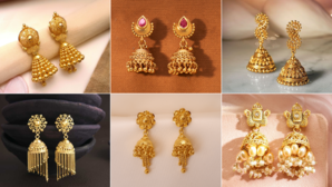 Gold Jhumka Designs दुल्हन के कान की शोभा बढ़ाते हैं ऐसे लटकन वाले सोने के झुमके देखें गोल्ड झुमके के 5 सबसे सुंदर और नए डिजाइन्स