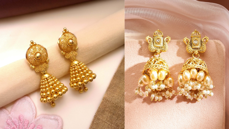 moti gold jhumka designs