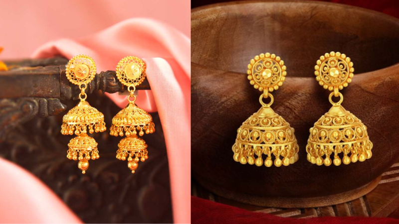 2 layer gold jhumka designs