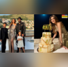 Shilpa Shetty Bday Pics शिल्पा शेट्टी ने 50वें बर्थडे पर काटा 3 मंजिला केक गोल्डन गाउन में लगी सोनी कुड़ी