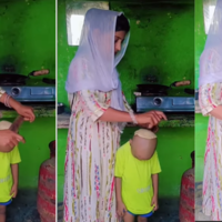 Viral Video Today चकला नहीं मिला तो बच्चे के सिर पर ही रोटी बेलने लगी महिला जुगाड़ देख आंखें चौंधिया जाएगी