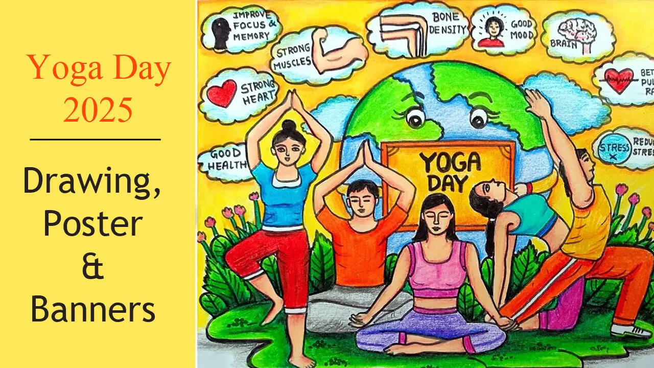 International yoga day 2025 Banner, Poster, Drawing in Hindi (Photo: Youtube/JharnaArtgallery99)