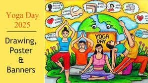International Yoga Day 2025 Banner Poster Drawing करें योग रहें निरोग अंतर्राष्ट्रीय योग दिवस पर बनाएं शानदार बैनर ड्रॉइंग और पोस्टर