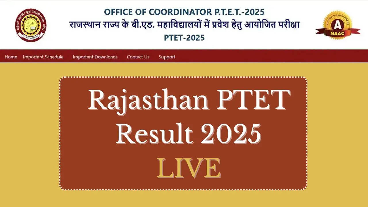 Rajasthan PTET Result 2025 Live: राजस्थान पीटीएटी 2025 का रिजल्ट हुआ जारी, ptetvmoukota2025.com से देखें स्कोर कार्ड
