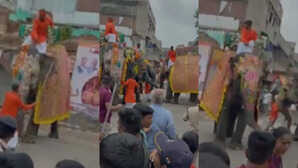 Jagannath Rath Yatra 2025 जगन्नाथ रथयात्रा के बीच बेकाबू हुआ हाथी मची भगदड़ देखें Viral Video