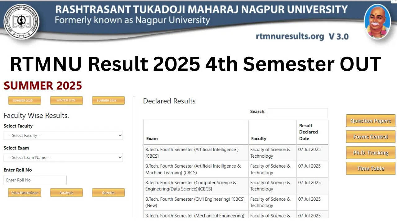 RTMNU Result 2025 4th Semester OUT