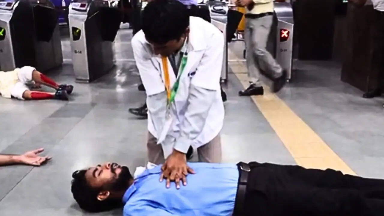 Mock drill conducted at Ramesh Nagar Metro Station (Photo: PTI)
