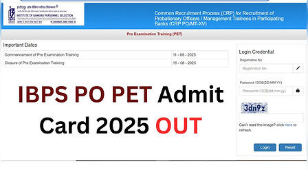 IBPS PO PET Admit Card 2025 Out: जारी हुए आईबीपीएस पीओ पीईटी परीक्षा के एडमिट कार्ड, तुरंत Direct Link से करें डाउनलोड