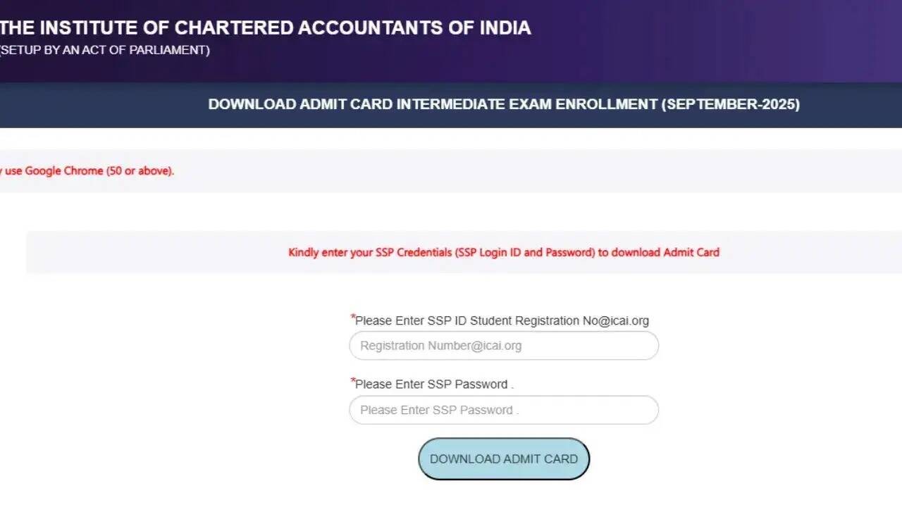 ICAI CA Admit Card 2025 (Photo Credit: ICAI Website)