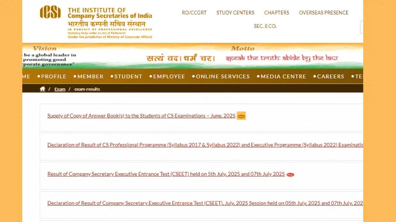ICSI CS Executive, Professional Result 2025